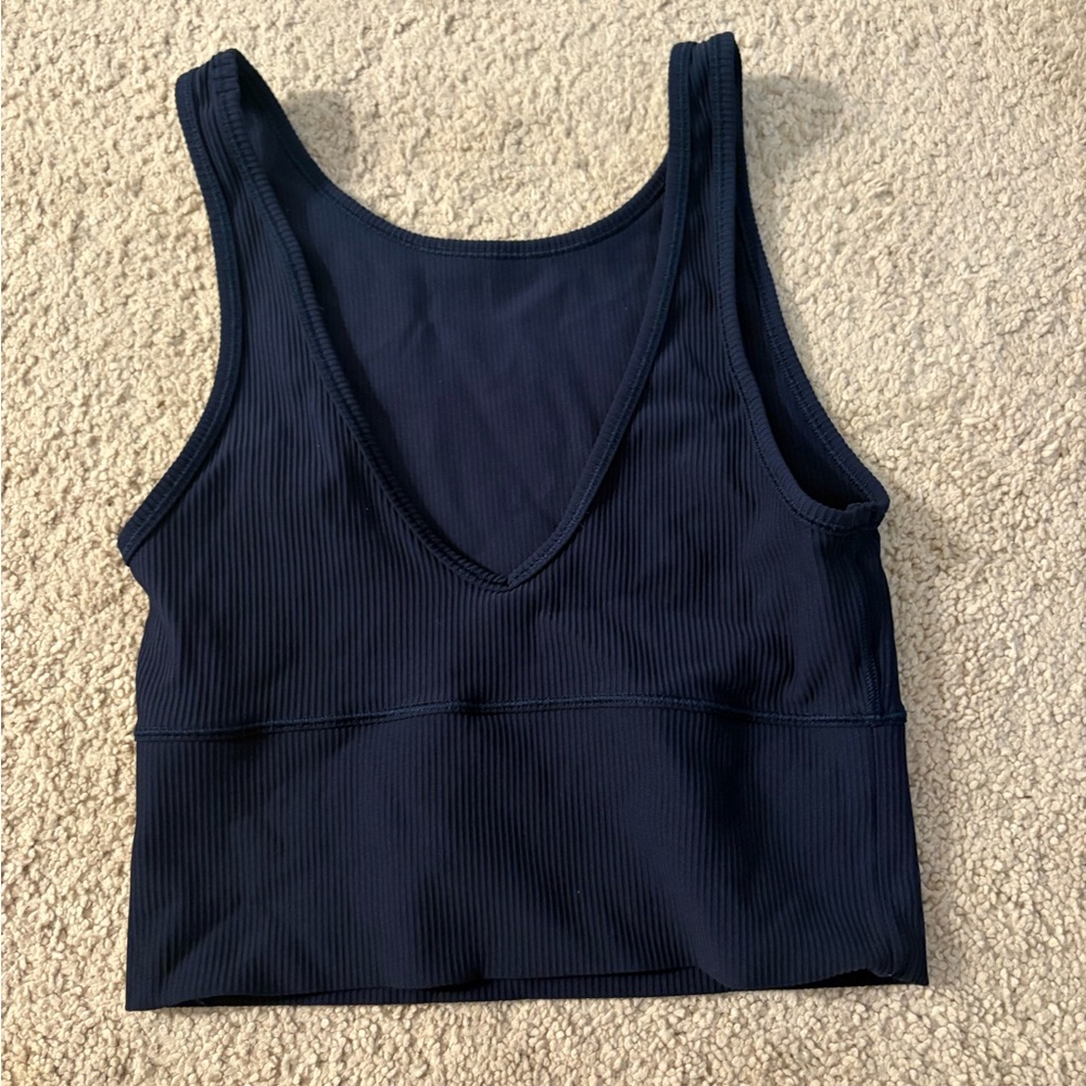 Navy Blue Ribbed Women's Tank Top
